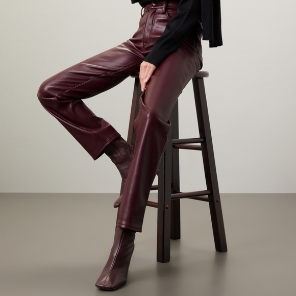 Good American Pants - GOOD AMERICAN Red Faux Leather Pants, 10/30